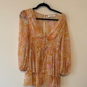 All About May. Size 2 Floral Mini Dress in Pink and Orange print